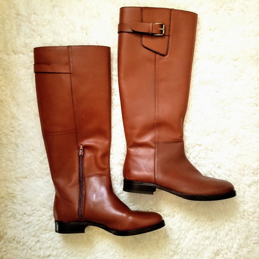 INC _ Dark Tan long leather boots, Size 7